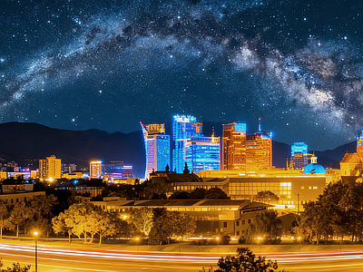 现代天空HDR 夜景城市星空全景 夜景HDR 宇宙星空HDR