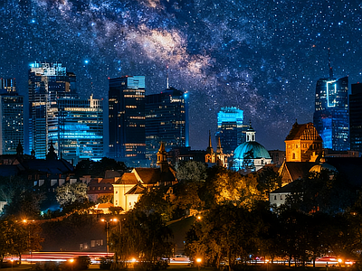 现代天空HDR 夜景城市星空全景 夜景HDR 宇宙星空HDR