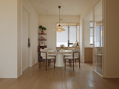 现代奶油家居餐厅 现代餐厅 奶油餐厅 极简餐厅