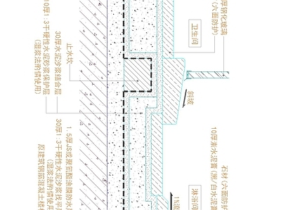 卫生间排水 淋浴间内下水槽 施工图
