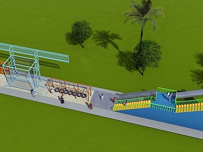 现代儿童游乐空间 儿童游乐设施 攀爬架