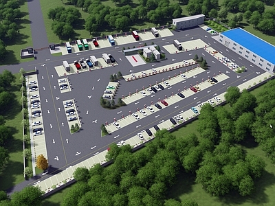 现代停车空间 停车场 充电桩