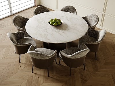 现代轻奢餐桌椅 圆餐桌椅