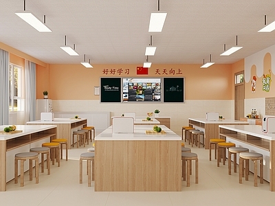 现代简约幼儿园 儿童烹饪室 幼儿园厨房