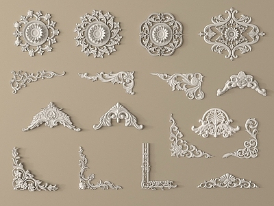 法式雕花 法式雕花 角花 灯盘 石膏构件