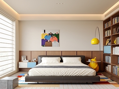 现代中古家居卧室 无主灯卧室 包豪斯卧室 次卧 主卧