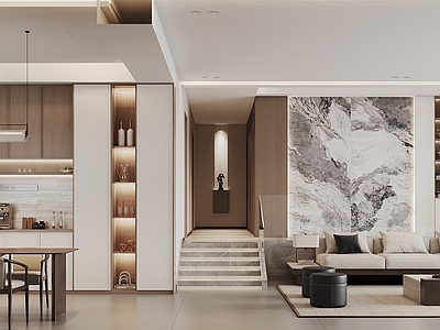 新中式中式家居客厅 沙发 岛台 电视墙 新中式客厅沙发