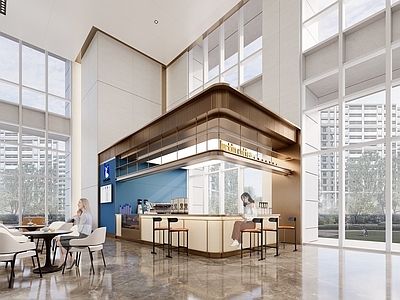 现代简约办公大堂 咖啡吧 简约 大堂
