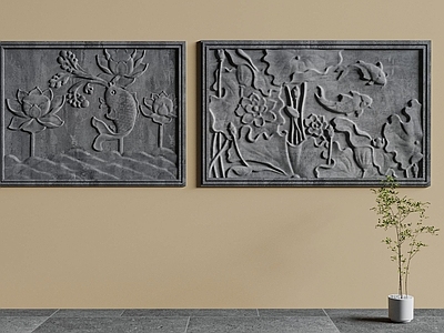 中式新中式景观雕塑 中式浮雕 石雕塑