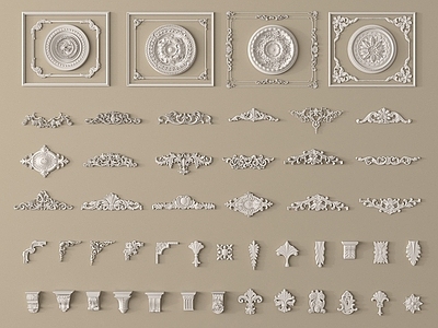 法式雕花 法式雕花 角花 灯盘 石膏构件