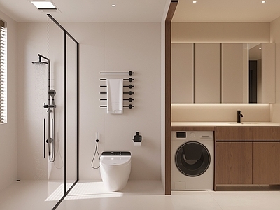 中古禅意卫生间 干区卫生间 卫生间推拉门 干湿分离卫生间