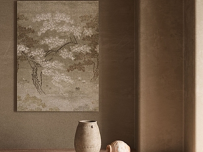 复古侘寂挂画 油画 画卷 女孩房挂画 茶室挂画 客厅挂画