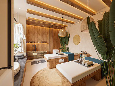 现代美容院 现代疗愈风美容院 spa按摩 美容院包间