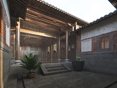 中式古建 祠堂 古建 中式