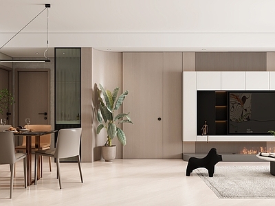 现代极简客餐厅 横厅客餐厅 小户型客餐厅