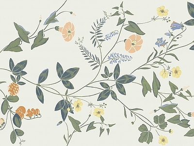 法式复古拼花砖 植物艺术哑光岩板 卫生间复古仿古砖 植物艺术壁纸