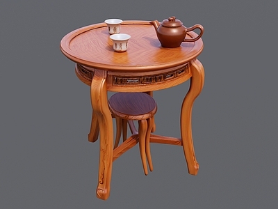 现代其他桌子 圆形实木小茶桌