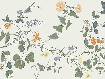 法式复古拼花砖 植物艺术哑光岩板 卫生间复古艺术砖 植物艺术壁纸