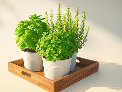 植物组合 香草植物 厨房植物 迷迭香 罗勒 薄荷