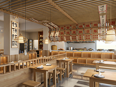 现代中式中餐厅 中餐厅明档 乡村风