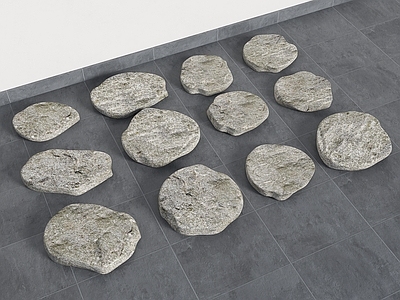 现代新中式庭院空间铺装 老石板 中式汀步 石板路 圆形汀步 游步道