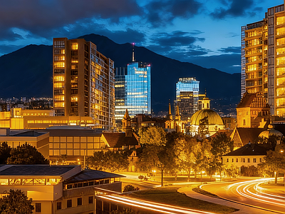 现代小区HDR 小区夜景HDR 庭院hdr