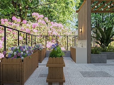 现代屋顶花园 别墅 露台 花园