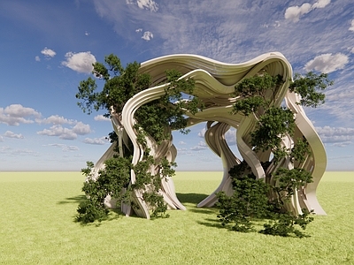 现代其他美陈 异型铁艺造型入口 布幔飘带拱门装置 韩式森系美陈 自然绿植婚礼花艺