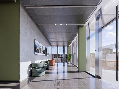 现代极简其他公共空间 员工宿舍走廊 走廊 过道