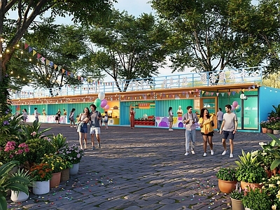 现代其他景观小建筑 集装箱游玩 小游戏 儿童游乐场