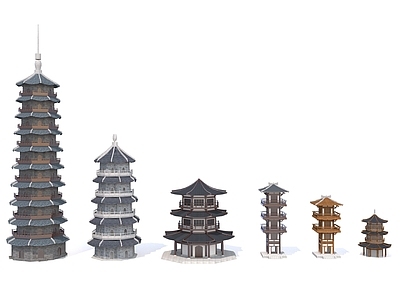 现代古建 古建筑 石塔 木塔 塔