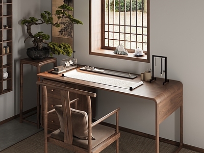 新中式中式宋式书房 宋氏书桌 中式写字桌 书法桌 实木书桌 胡桃木书桌