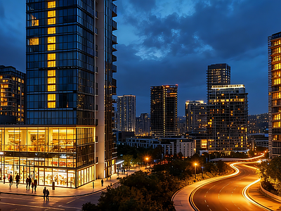 现代小区HDR 居民区夜景HDR 小区夜景HDR