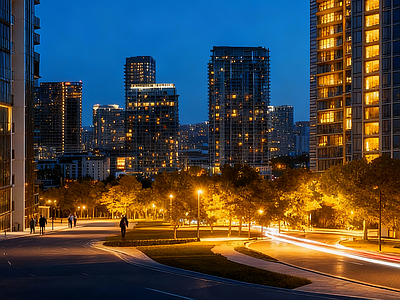 现代小区HDR 居民区夜景HDR 小区夜景HDR