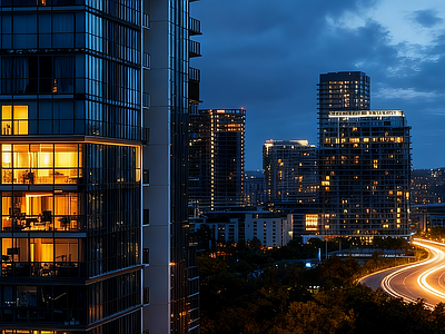 现代小区HDR 居民区夜景HDR 小区夜景HDR 庭院hdr