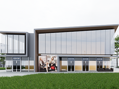 现代厂房 现代产业园 现代工业厂房 产业园办公楼 工业上楼厂房 现代简约办公楼