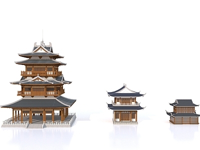 现代古建 古建筑 阁楼 楼宇