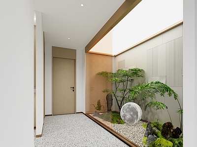 现代简约办公走廊 办公过道 室内景观 小景 景观