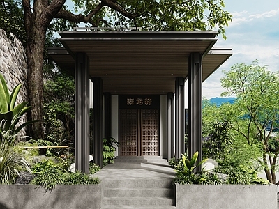 现代新中式中餐厅 门头 餐厅门头 新中式餐厅门头