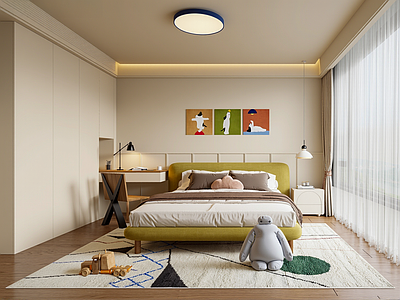现代通用儿童房 现代孟菲斯多巴胺 儿童房