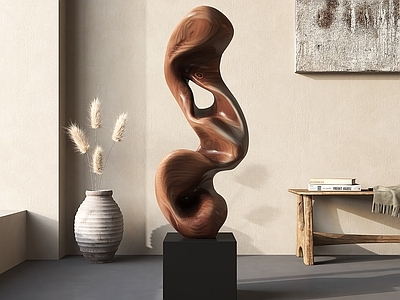 现代中古雕塑摆件 现代木雕雕塑 抽象雕塑 艺术雕塑 玄关雕塑 木雕