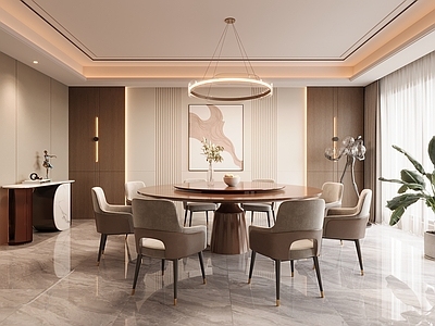 新中式中式包厢 餐厅包厢 酒店包厢 会所包厢 圆形餐桌椅 中式吊灯