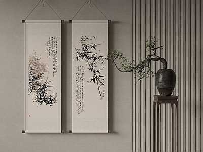 新中式中式挂画 字画 画框 女孩房挂画 茶室挂画