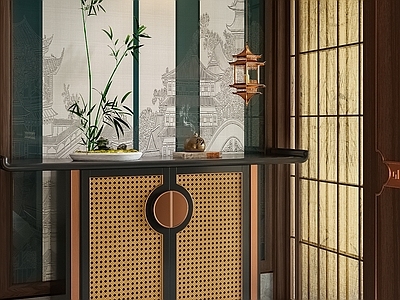新中式中古玄关柜 边柜 端景柜玄关柜 矮柜