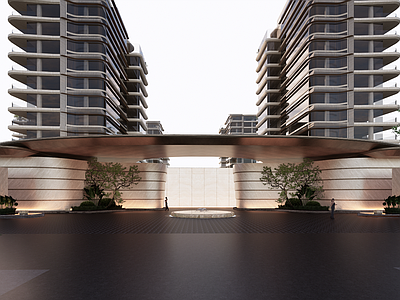 现代小区景观 杭州豪宅示范区 入口景观 示范区前场景观