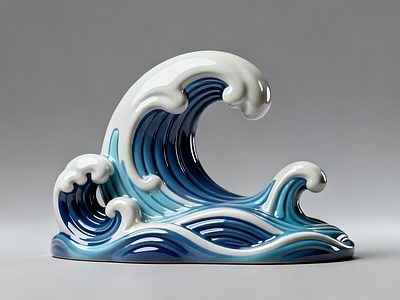 现代雕塑 浪花 雕塑 美陈 中式图案 AIGC