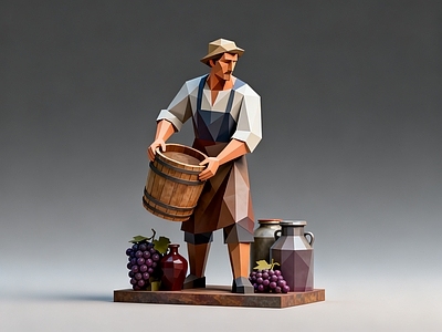 欧式复古雕塑 酿酒师 雕塑美陈 AIGC 葡萄酒 农业