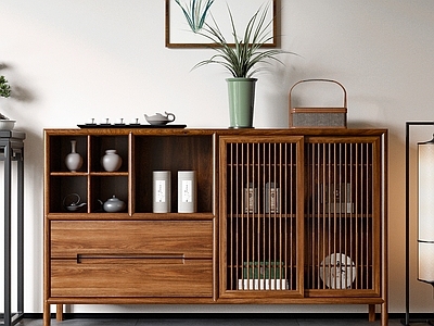 新中式储物柜 边柜 餐边柜 储物柜