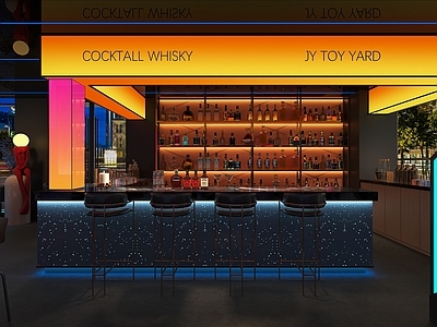 现代工业酒吧 吧台 吧凳 酒柜 酒吧