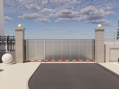 现代工业厂房 轨道门 厂区大门 防爬刺 围栏